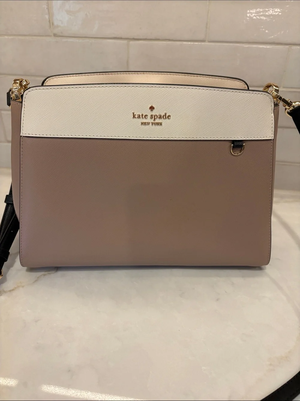 kate spade Two-Tone Crossbody in Taupe, Ivory & Black